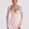 Lace Sheer Long Sleeve Mini Dresses