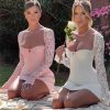 Lace Sheer Long Sleeve Mini Dresses