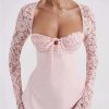 Lace Sheer Long Sleeve Mini Dresses