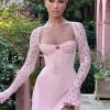 Lace Sheer Long Sleeve Mini Dresses