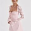 Lace Sheer Long Sleeve Mini Dresses