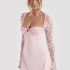 Lace Sheer Long Sleeve Mini Dresses