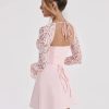 Lace Sheer Long Sleeve Mini Dresses