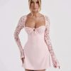 Lace Sheer Long Sleeve Mini Dresses