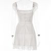 Lace Strap Sleeveless Loose Mini Dresses