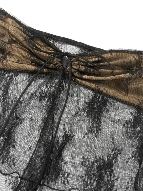 Lace Strapless Tie-Up Top and Mini Skirt Set