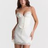 Lace Trim Satin Slip Mini Dress With Corset
