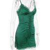 Lace Trim Satin Slip Mini Dress With Corset