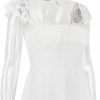Lace Trim Square Neck Frill Mini Dress
