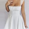 Lace Trim Square Neck Frill Mini Dress
