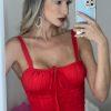 Lace Up Corset Sleeveless Midi Dresses
