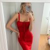 Lace Up Corset Sleeveless Midi Dresses