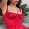 Lace Up Corset Sleeveless Midi Dresses