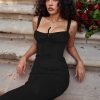 Lace Up Corset Sleeveless Midi Dresses