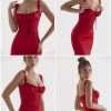 Lace Up Corset Sleeveless Midi Dresses