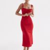 Lace Up Corset Sleeveless Midi Dresses