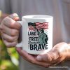 Land of the Free Because of the Brave Personalized Mug, 4th of July Statue of Liberty Gift with Custom Name