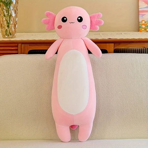 Large Pink Axolotl Plush Toy Soft Stuffed Salamander Pillow for Kids