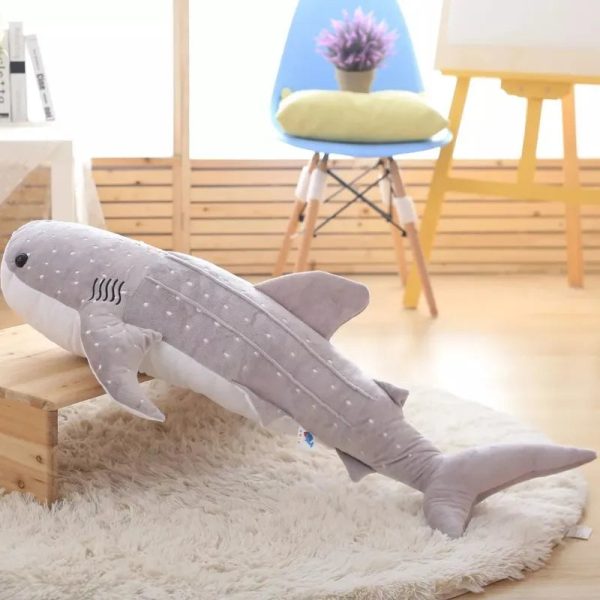 Large Soft Shark Plush Toy - Adorable Blue Whale Pillow for Kids