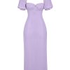 Lavender Square Neckline Puff Sleeves Maxi Dress