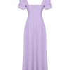 Lavender Square Neckline Puff Sleeves Maxi Dress