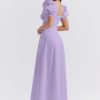 Lavender Square Neckline Puff Sleeves Maxi Dress