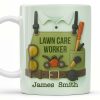 Lawn Care Worker Mug With Lawn Mower, Tools, and Sunglasses - Personalized Custom Coffee Mug - FAM324_MG