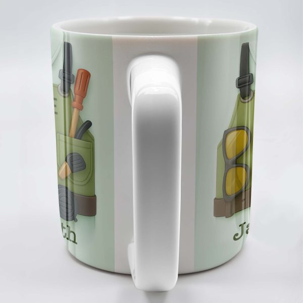 Lawn Care Worker Mug With Lawn Mower, Tools, and Sunglasses - Personalized Custom Coffee Mug - FAM324_MG