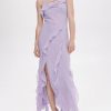 Layered Ruffle Side Slit Backless Maxi Dress