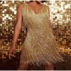 Layered Sequin Fringe Mini Dress