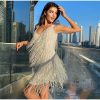 Layered Sequin Fringe Mini Dress