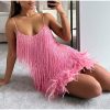 Layered Sequin Fringe Mini Dress