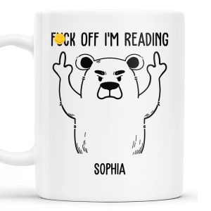 Leave Me Alone I'm Reading Angry Bear Design - Personalized Custom Coffee Mug - COL086_MG