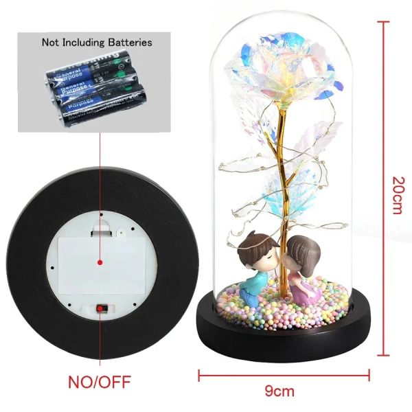 LED Enchanted Galaxy Rose in Glass Dome with Fairy Lights for Valentine’s Day and Christmas