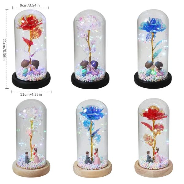 LED Enchanted Galaxy Rose in Glass Dome with Fairy Lights for Valentine’s Day and Christmas