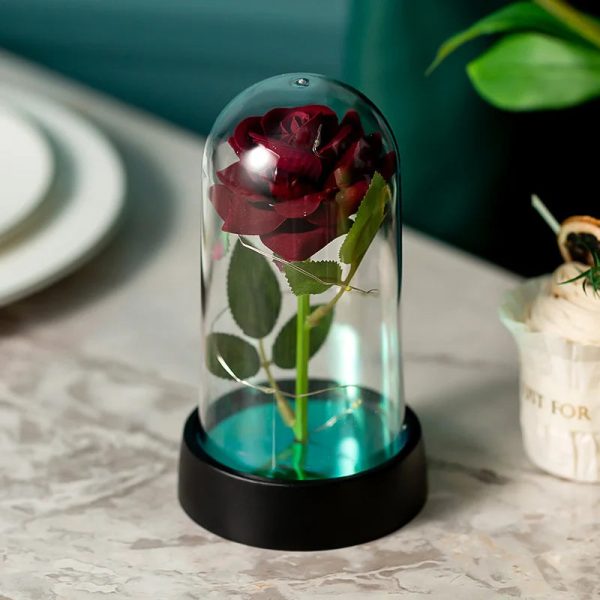 LED Eternal Rose in Glass Dome – Romantic Gift for Home
