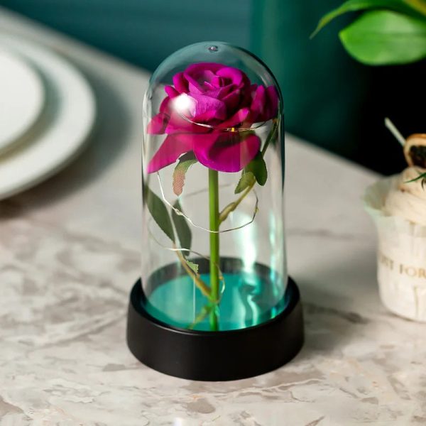 LED Eternal Rose in Glass Dome – Romantic Gift for Home