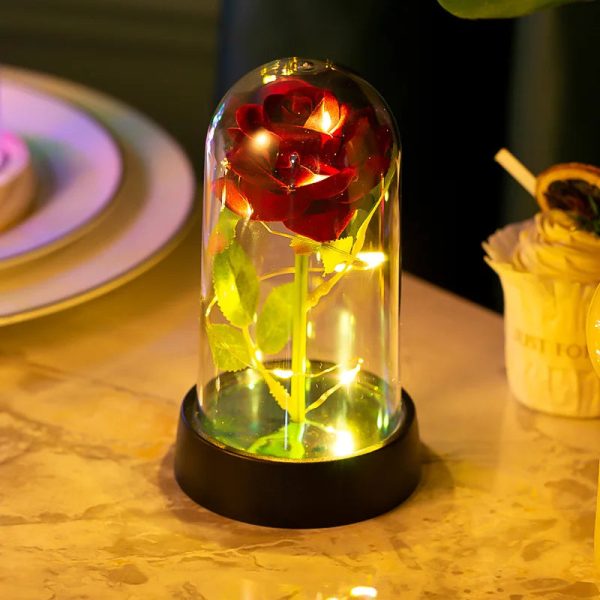 LED Eternal Rose in Glass Dome – Romantic Gift for Home