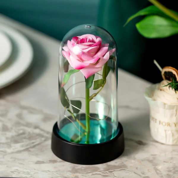 LED Eternal Rose in Glass Dome – Romantic Gift for Home