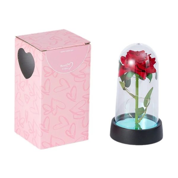 LED Eternal Rose in Glass Dome – Romantic Gift for Home