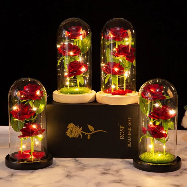 LED Galaxy Rose Night Light Artificial Flower Decor