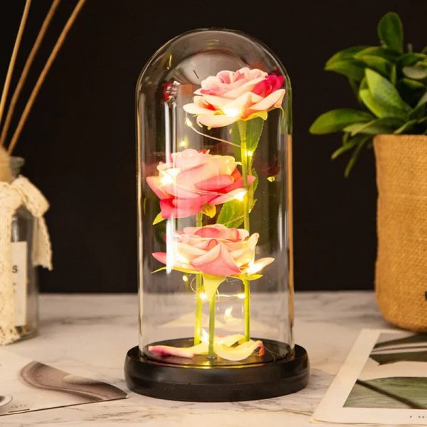 LED Galaxy Three Rose Glass Dome Ornament