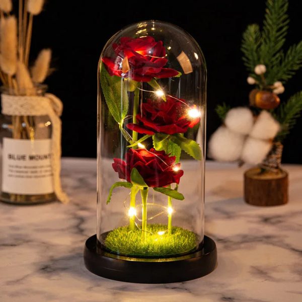 LED Galaxy Three Rose Glass Dome Ornament