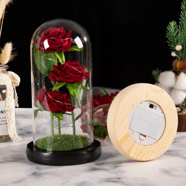 LED Galaxy Three Rose Glass Dome Ornament