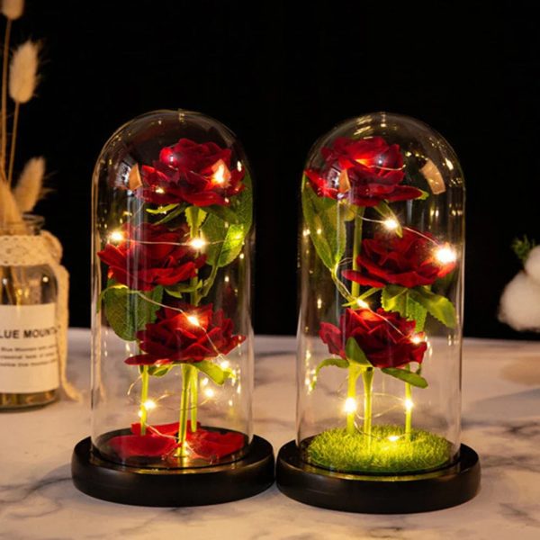 LED Galaxy Three Rose Glass Dome Ornament
