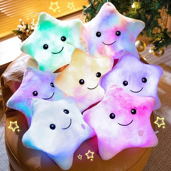 LED Light Star Plush Toy Soft Stuffed Star Pillow for Kids