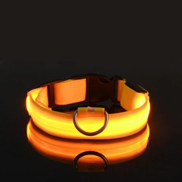 LED Nylon Dog Collar Night Safety Flashing Glow Luminous