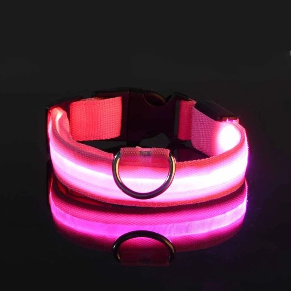 LED Nylon Dog Collar Night Safety Flashing Glow Luminous