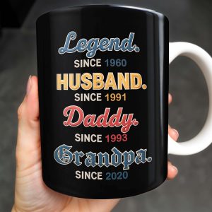 Legend Since 1960, Husband Since 1991, Daddy Since 1993, Grandpa Since 2020 - Personalized Custom Coffee Mug - DAD160_MG