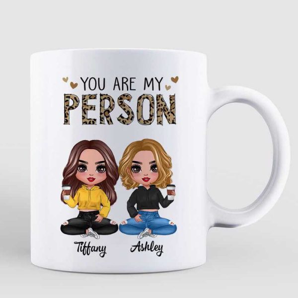 Leopard Doll Girls Sitting Gift For Besties Sisters Siblings Personalized Mug